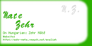 mate zehr business card